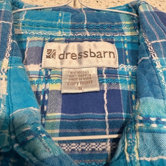 Vintage Dress Barn Cotton Blue Plaid Women’s Shirt Grandmacore Cottagecore - Picture 5 of 6